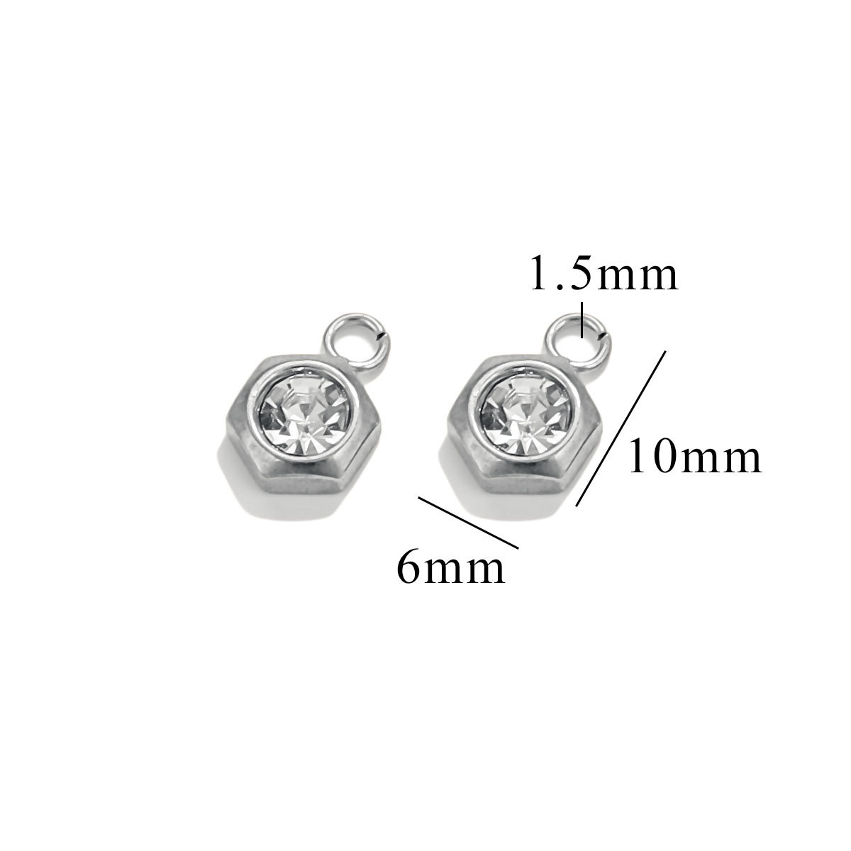 Silver color / 1 Piece Fashionable Simple Style Hexagon Shape Stainless Steel  Gold Color Inlay Zircon Women's Pendant 